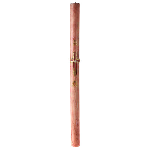 Paschal candle with marble finish, Alpha, Omega, cross and lamb 120x8 cm 4