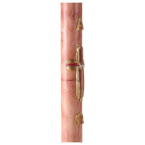 Paschal candle with marble finish, Alpha, Omega, cross and lamb 120x8 cm 5