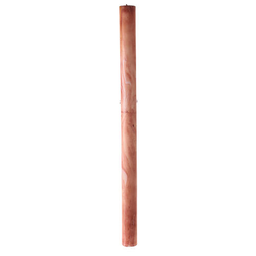 Cierge pascal effet marbre rose croix moderne avec agneau Alpha Oméga 120x8 cm 7