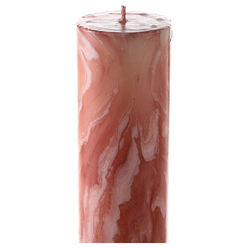 Osterkerze, Alpha und Omega, Kreuz, rosa marmoriert, 120x8 cm 6