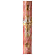 Osterkerze, Alpha und Omega, Kreuz, rosa marmoriert, 120x8 cm s1