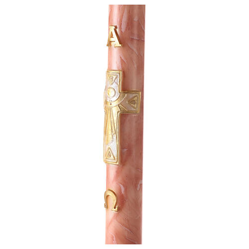 Paschal candle with marble finish, Alpha, Omega and cross 120x8 cm 4
