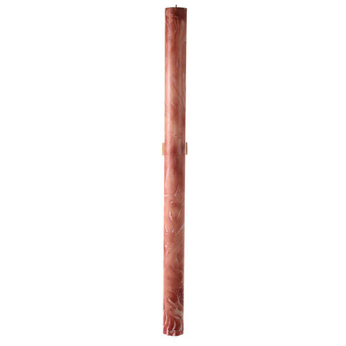 Cierge pascal effet marbre rose croix avec soleil Alpha Oméga 120x8 cm 7