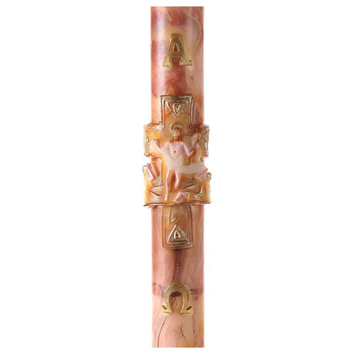 Marbled Paschal candle with cross and Risen Jesus 120x8 cm 1