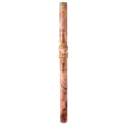 Marbled Paschal candle with cross and Risen Jesus 120x8 cm 2