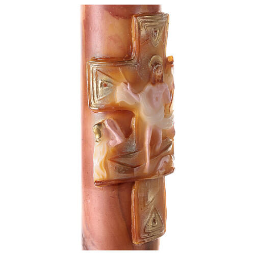 Marbled Paschal candle with cross and Risen Jesus 120x8 cm 3