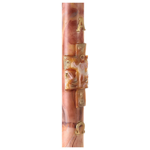 Marbled Paschal candle with cross and Risen Jesus 120x8 cm 5