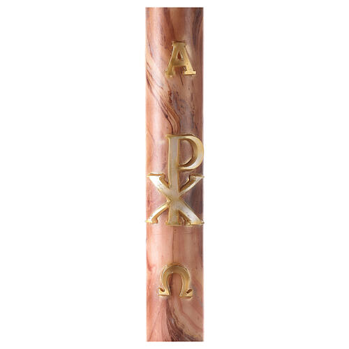 Marbled Paschal candle with Chi-Rho, Alpha and Omega 120x8 cm 1