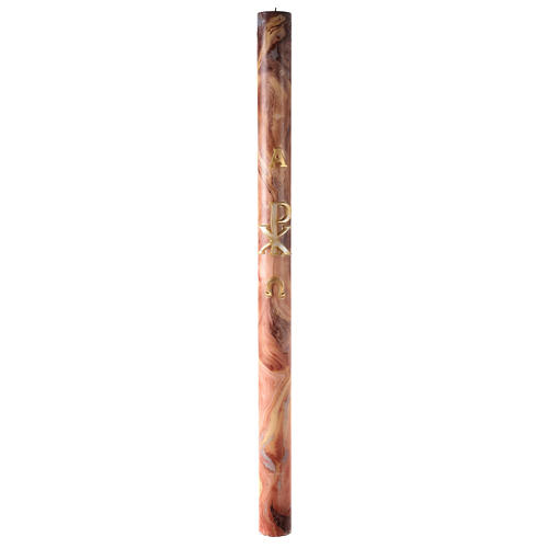Cierge pascal Chi-Rho Alpha et Oméga effet marbre marron 120x8 cm 2