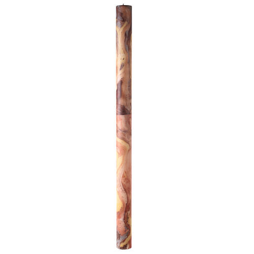 Cierge pascal Chi-Rho Alpha et Oméga effet marbre marron 120x8 cm 6