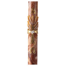 Marbled Paschal candle with cross and red ears of wheat 120x8 cm
