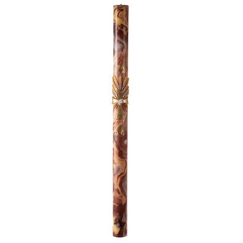 Marbled Paschal candle with cross and red ears of wheat 120x8 cm 2