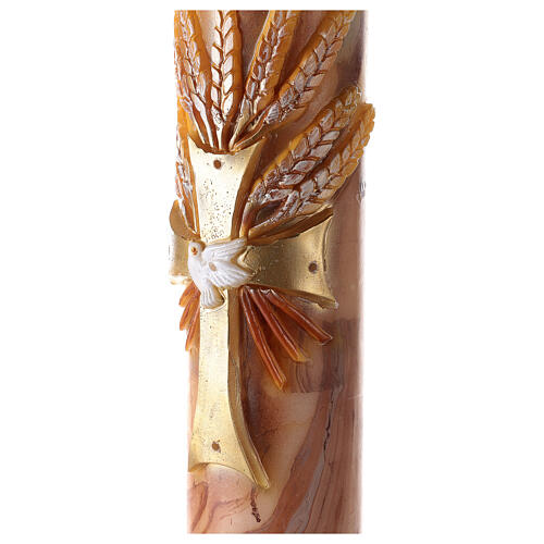 Marbled Paschal candle with cross and red ears of wheat 120x8 cm 3