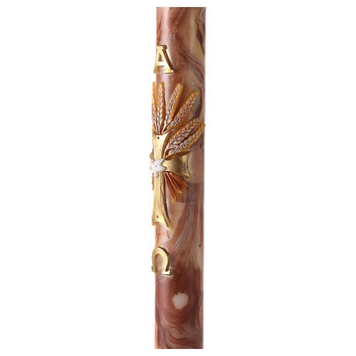 Marbled Paschal candle with cross and red ears of wheat 120x8 cm 4