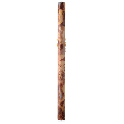 Marbled Paschal candle with cross and red ears of wheat 120x8 cm 7