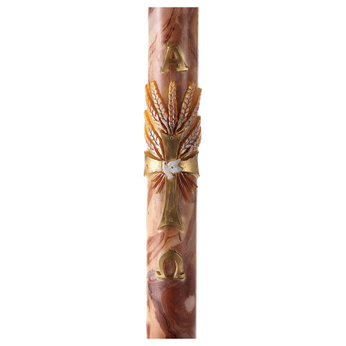 Paschal Candle Cross red wheat marbled spots 120x8 cm 1