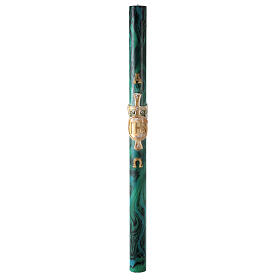 Green marbled Paschal candle with JHS 120x8 cm