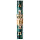 Green marbled Paschal candle with JHS 120x8 cm s1