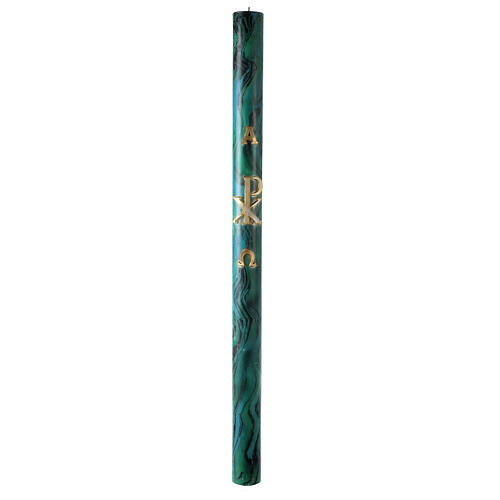 Green marbled Paschal candle with Chi-Rho, Alpha and Omega 120x8 cm 4