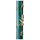 Green marbled Paschal candle with Chi-Rho, Alpha and Omega 120x8 cm s5