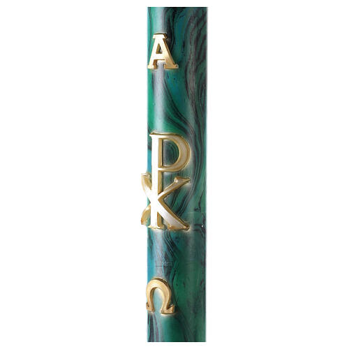 Paschal Candle XP Alfa and Omega green marbled 120x8 cm 6