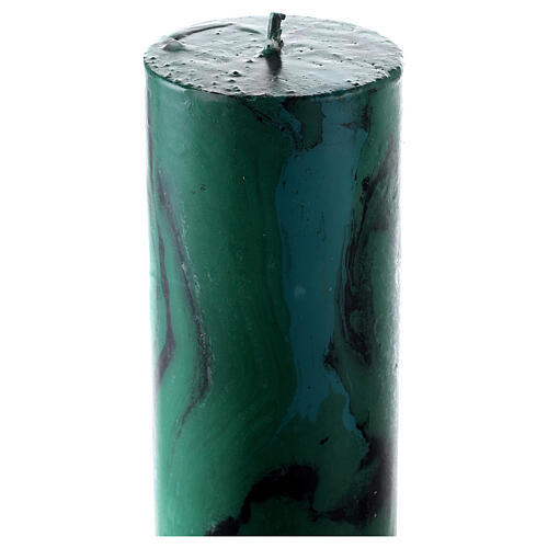 Paschal candle with Alpha, Omega and cross, green marble finish, 120x8 cm 5