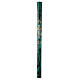 Paschal candle with Alpha, Omega and cross, green marble finish, 120x8 cm s2