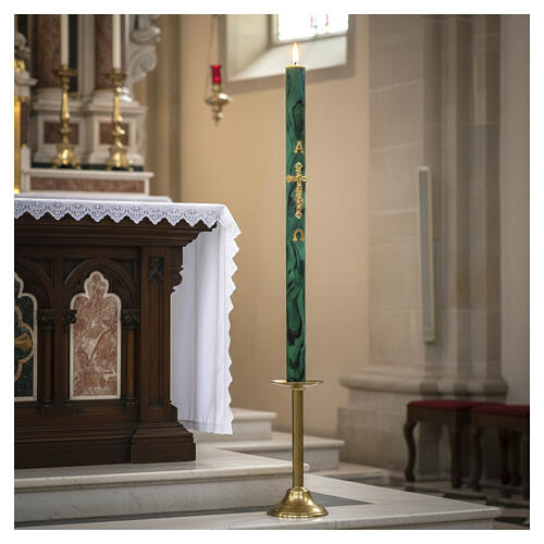 Cero Pasquale Alfa Omega croce marmorizzato verde 120x8 cm 2