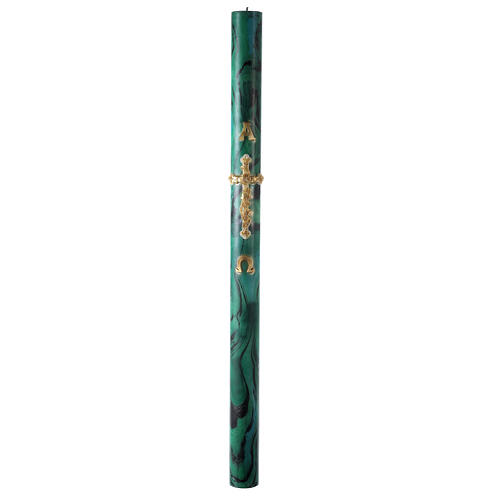 Paschal Candle Alpha Omega cross green marbled 120x8 cm 4