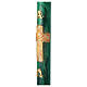 Cierge pascal marbré vert Alpha Oméga et croix latine avec soleil 120x8 cm s3