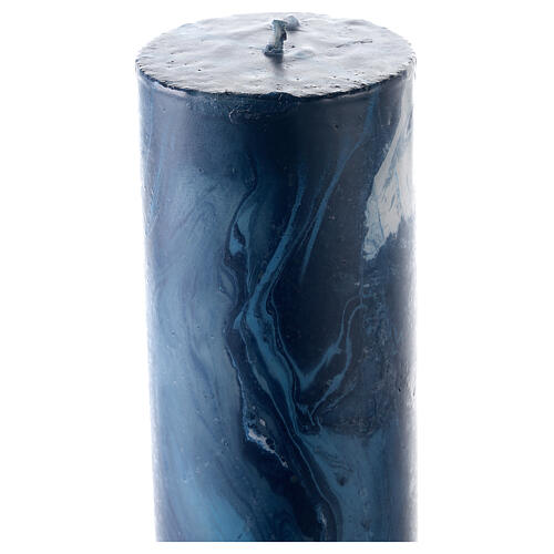 Paschal candle with blue marble finish and Risen Jesus 120x8 cm 6
