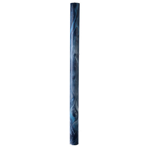 Paschal candle with blue marble finish and Risen Jesus 120x8 cm 7