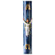 Paschal candle with blue marble finish and Risen Jesus 120x8 cm s1