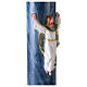 Paschal candle with blue marble finish and Risen Jesus 120x8 cm s3