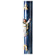 Paschal candle with blue marble finish and Risen Jesus 120x8 cm s4