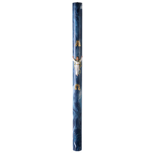 Paschal Candle Risen Jesus blue marbled 120x8 cm 2