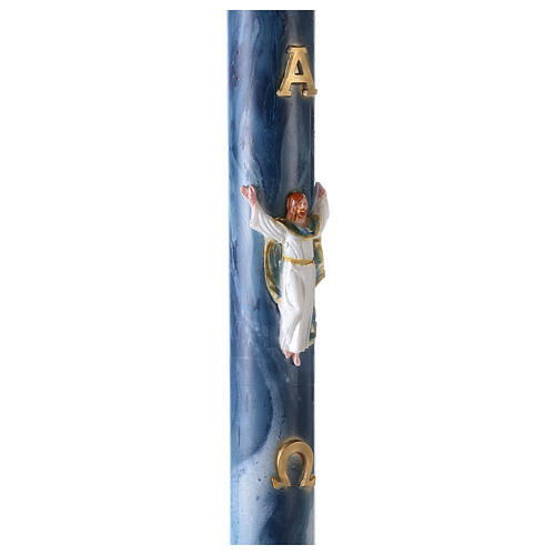 Paschal Candle Risen Jesus blue marbled 120x8 cm 5