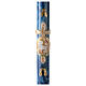 Paschal candle with blue marble finish, cross and lamb, 120x8 cm s1