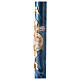 Paschal candle with blue marble finish, cross and lamb, 120x8 cm s4