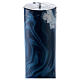 Paschal candle with blue marble finish, cross and lamb, 120x8 cm s6
