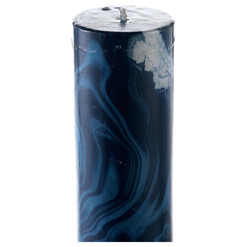 Paschal candle with blue marbled lamb cross 120x8 cm 6