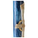 Paschal candle with blue marble finish, Alpha, Omega, Lamb and white cross, 120x8 cm s3