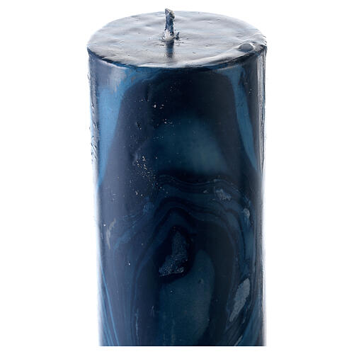 Cierge pascal croix blanche Agneau Alpha et Oméga effet marbre bleu 120x8 cm 6
