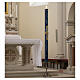 Paschal Candle Alpha Omega Lamb white cross blue marbled 120x8 cm s2