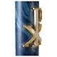 Paschal candle with blue marble finish, Chi-Rho, Alpha and Omega, 120x8 cm s3