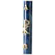 Paschal candle with blue marble finish, Chi-Rho, Alpha and Omega, 120x8 cm s4