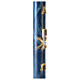 Paschal candle with blue marble finish, Chi-Rho, Alpha and Omega, 120x8 cm s5