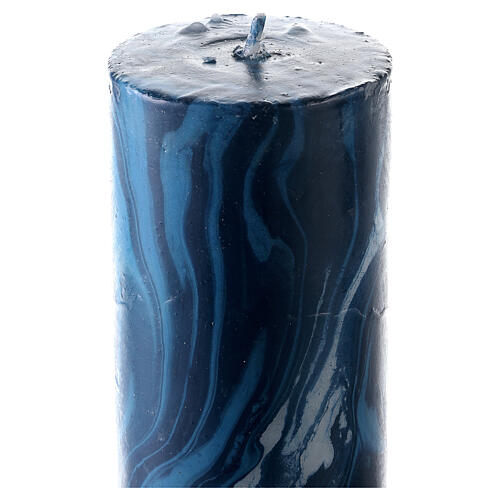 Cierge pascal Chi-Rho Alpha et Oméga fond marbré bleu 120x8 cm 6