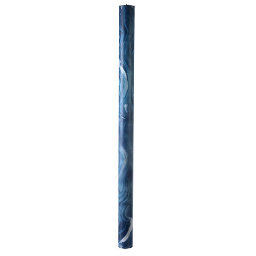 Cierge pascal Chi-Rho Alpha et Oméga fond marbré bleu 120x8 cm 7