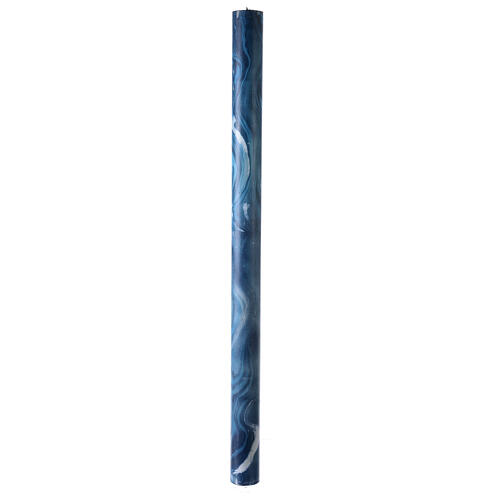 Cierge pascal Chi-Rho Alpha et Oméga fond marbré bleu 120x8 cm 8